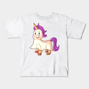 Cute Halloween Unicorn in Ghost Costume Kids T-Shirt